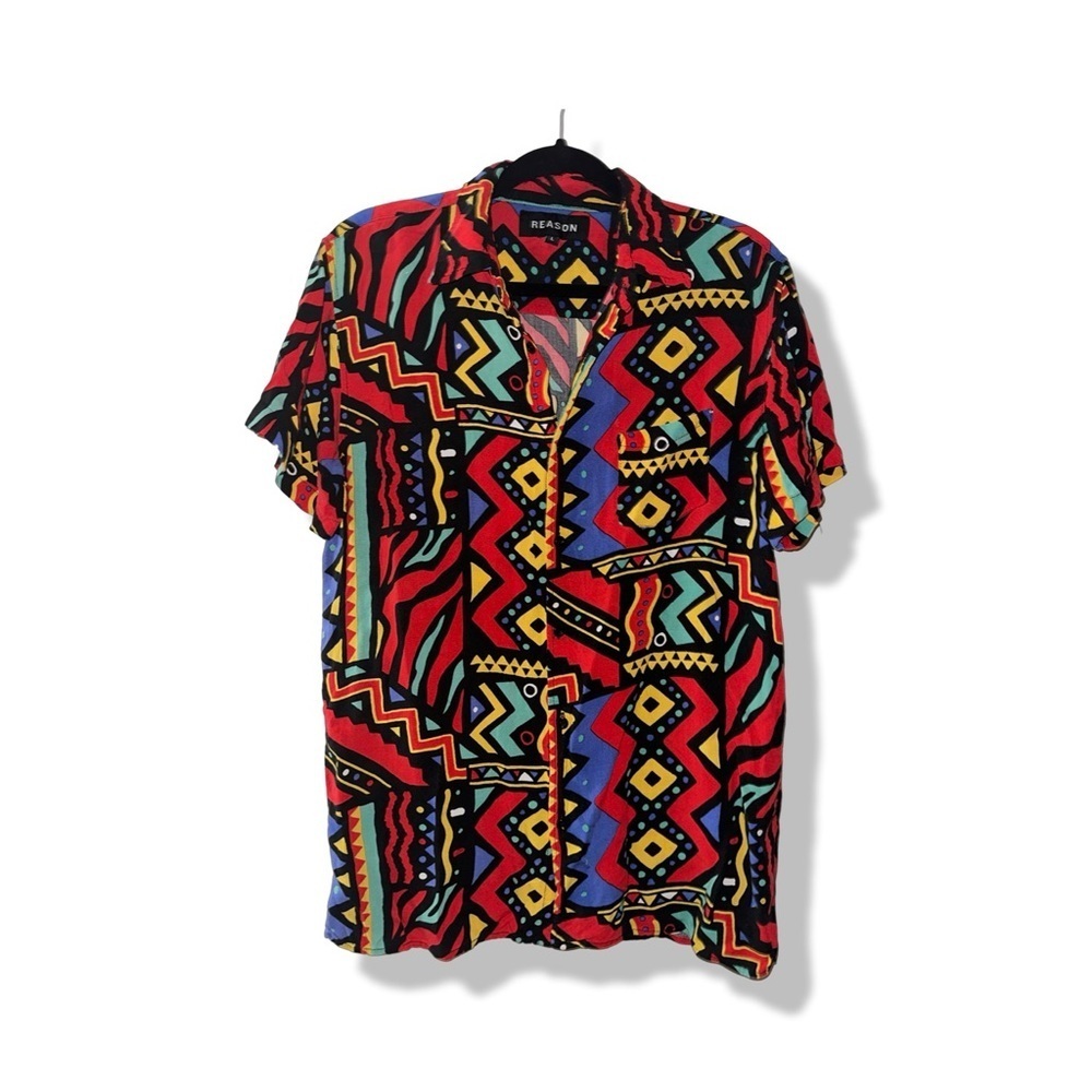 Reason Unity Allover Geometric Print Short Sleeve… - image 2